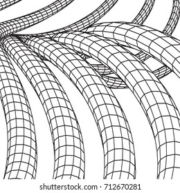 Low poly vein or wire wireframe mesh background. Scinece and tech vector illustration.