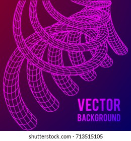 Low poly vein or wire wireframe mesh background. Scinece and tech vector illustration.
