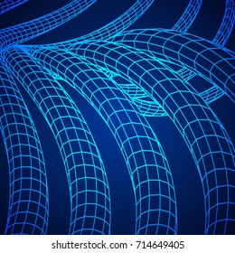 Low poly vein or wire wireframe mesh background. Scinece and tech vector illustration.