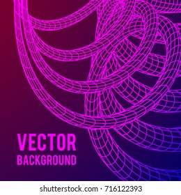 Low poly vein or wire wireframe mesh background. Scinece and tech vector illustration.