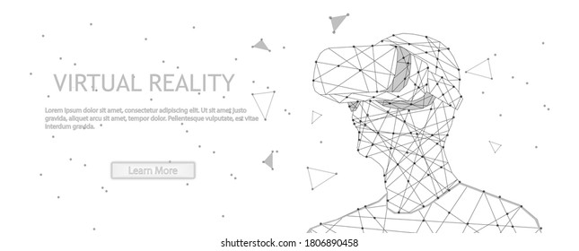 
casco de realidad virtual de polos bajos. Innovador concepto poligonal de entretenimiento en medios. Gafas de realidad de proyección holográfica de auriculares VR, casco.