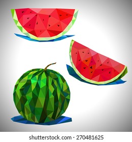 Low poly of the watermelon with shadows vector file included