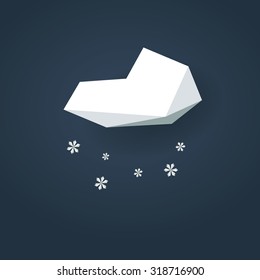 Low poly weather icon. Forecast symbol in modern 3d design. Winter snowing sign for cold season. Eps10 vector illustration.