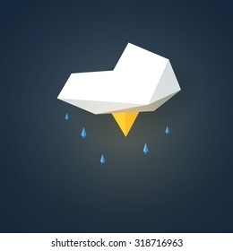 Low poly weather icon. Forecast symbol in modern 3d design. Storm with lightning sign. Eps10 vector illustration.