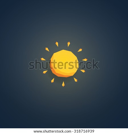 Low poly weather icon. Forecast symbol in modern 3d design. Hot sunny summer sign. Eps10 vector illustration.