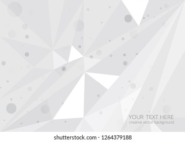 Low poly white light-grey abstract background, polygonal shapes background triangles mosaic, for web and print, dark crystals backdrop with bokeh.
