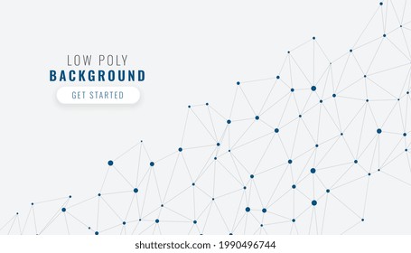 low poly white network connection background