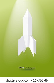 cohete blanco de poli bajo el fondo verde eps 10