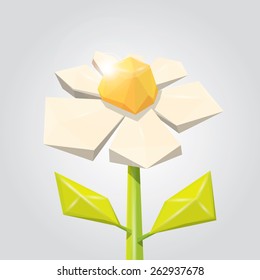 low poly white spring flower. flower background. flower logo design element