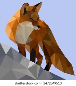 Low poly wild vector fox artwork
