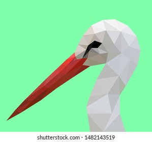 Low poly wild vector stork