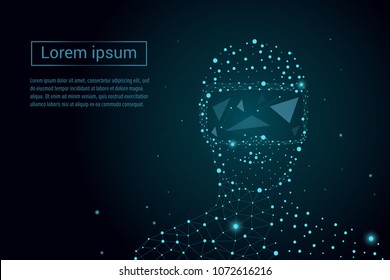 Low poly wire outline geometric illustration. Virtual reality glasses. Connection abstract vector structure