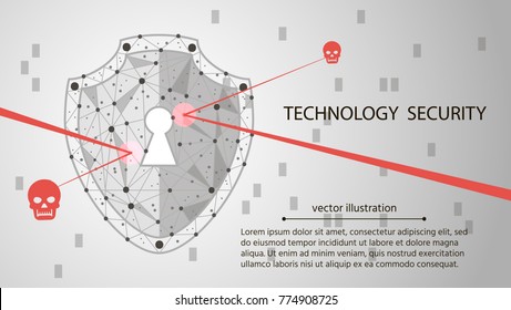 low poly wireframe background: Shield on digital data background. Illustrates cyber data security or information privacy idea. hi speed internet technology.Protection concept.vector illustration