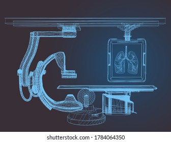 Low poly wireframe Diagnostic X-ray, or radiography, is a special method for taking pictures of areas inside the body. A machine focuses a small amount of radiation on the area of the body to be exami