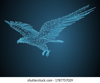 low poly wireframe eagle Vector polygonal