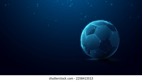 Low poly wireframe football, the soccer ball. Vector illustration