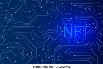Low poly wireframe of  NFT nonfungible tokens concept on dark blue background in form of line, dot, and polygon. Concept of growth planning and strategy.
