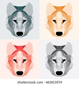 Low poly wolves set