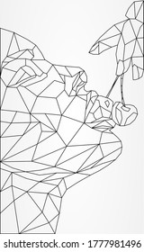 Una mujer con bajo peso come con entusiasmo una ilustración portadora de cerezo EPS10.