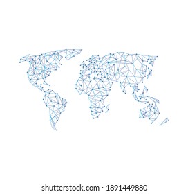 Low poly world map.  Abstract world map of dots and line. Vector illustration.