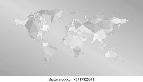 Mapa del mundo de poli bajo en Ilustración vectorial de estilo de polígono abstracto gris 