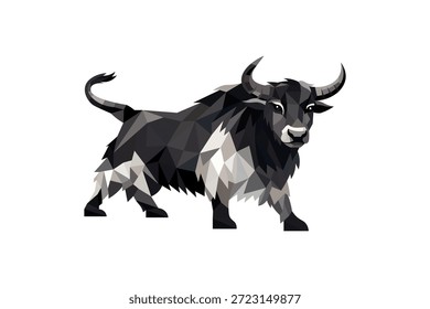 Vector animal geométrico del polígono de la ilustración baja del poli yak