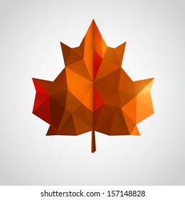 Low poly yellow leaf. Vector illustration