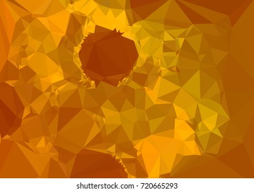 Low poly yellow mosaic background. Template design, list, front page, brochure layout, banner, idea, cover, print, flyer, book, blank, card, ad, sign, sheet. Copy space. Vector clip art