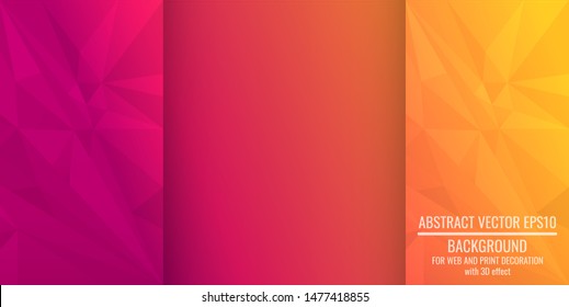 Low poly  yellow-pink abstract background, polygonal shapes background riangles mosaic, for web and print,  crystals backdrop  
