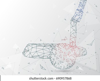 Low poly,Golf club and ball 