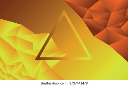 low polygon background orange with a triangle
