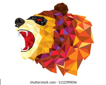 Low polygon BEAR geometric pattern. BEAR ANGRY vector eps10