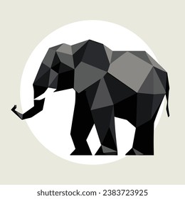 Low Polygon Black Grey Elephant Vector Art Geometric pattern