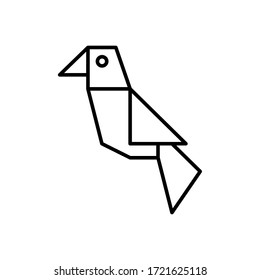 low polygon of black and white bird corner shape icon isolated on white background.