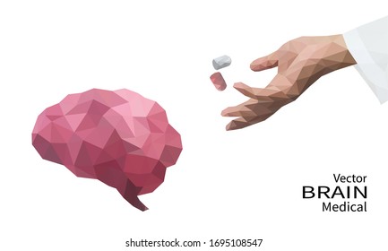 Low polygon brain images used in medicine and the background