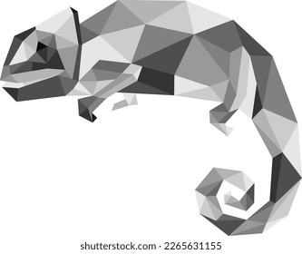 Low polygon chameleon geometric - Vector illustration