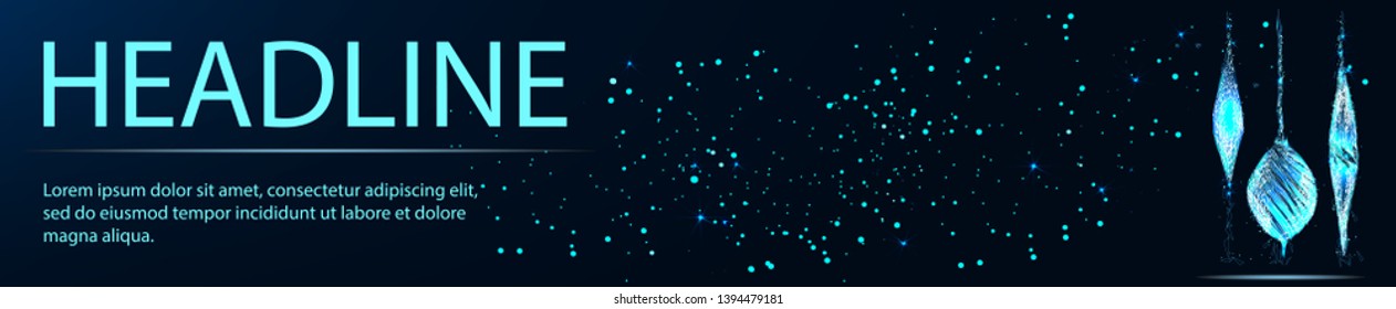 Low polygon Christmas ball wireframe mesh on dark blue background