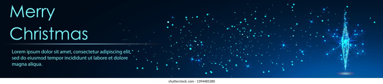 Low polygon Christmas ball wireframe mesh on dark blue background