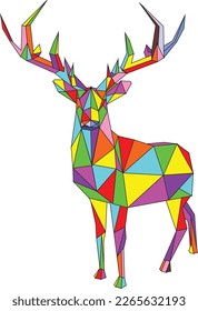 Low polygon Colorful deer geometric - Vector illustration