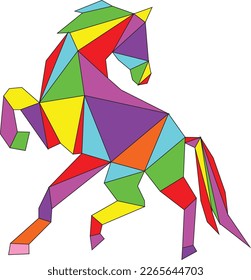 Low polygon colorful horse geometric - Vector illustration