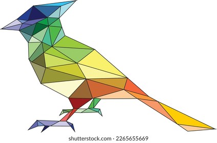 Low polygon colorful sparrow geometric - Vector illustration