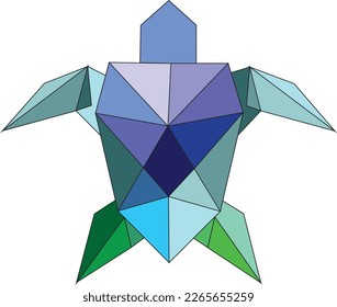 Low polygon colorful turtle geometric - Vector illustration