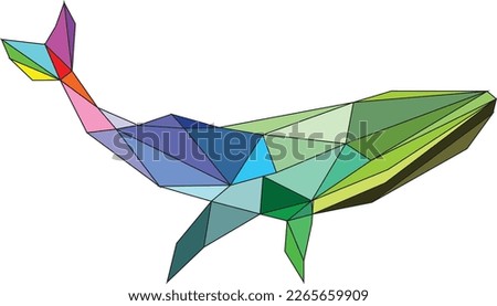 Low polygon colorful whale geometric - Vector illustration