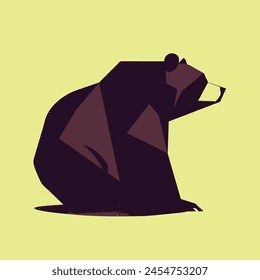 Low Polygon Cute Bear on Isolated Background