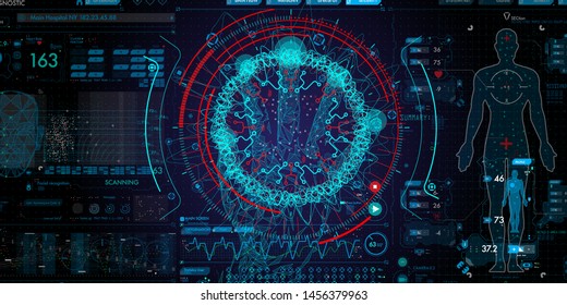 Low polygon Doctor hands with stethoscope and Ui icon medical in hospital with medical technology network concept.