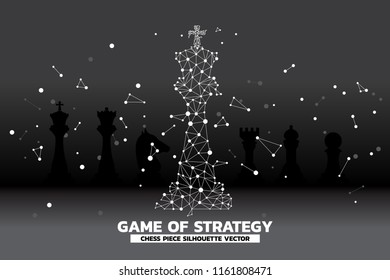 low polygon dot connected line of king chess piece with silhouette vector. icon for planning and strategy thinking