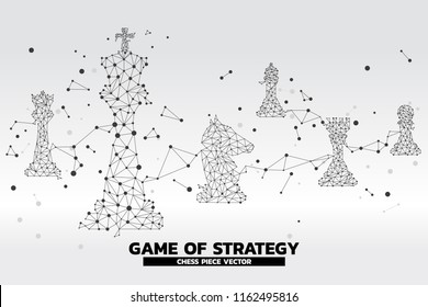 low polygon dot connected line of chess piece vector. icon for planning and strategy thinking