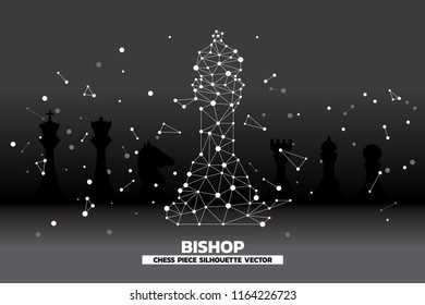 low polygon dot connected line of bishop chess piece vector. icon for planning and strategy thinking