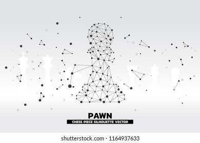 low polygon dot connected line of pawn chess piece vector. icon for planning and strategy thinking