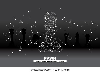 low polygon dot connected line of pawn chess piece vector. icon for planning and strategy thinking